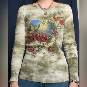 Green Y2K Long Sleeve Top